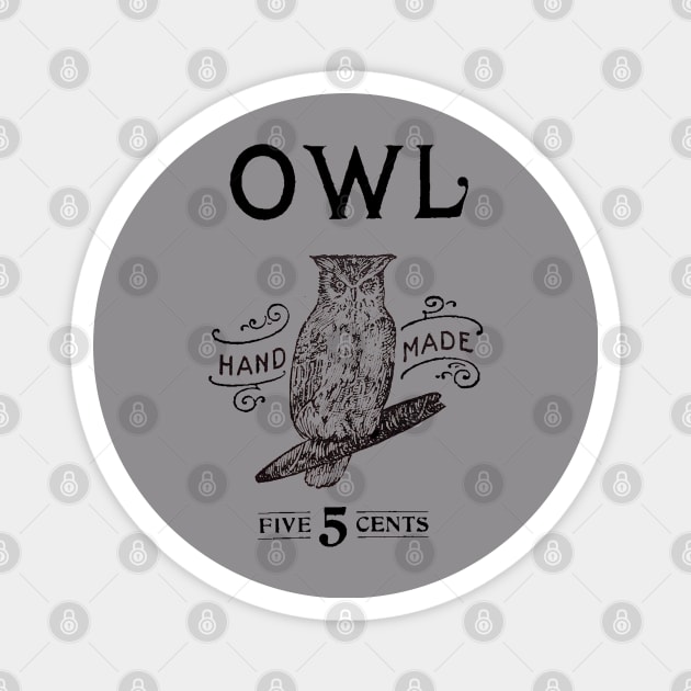 Black Owl Hand Made Cigar Logo Magnet by EphemeraKiosk